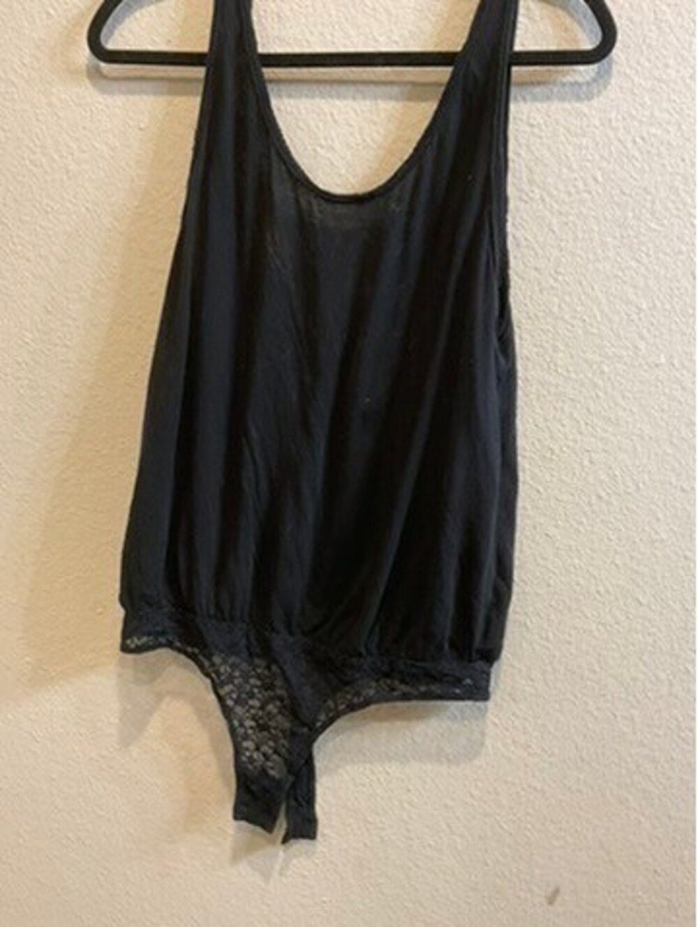 Black lace thong bodysuit